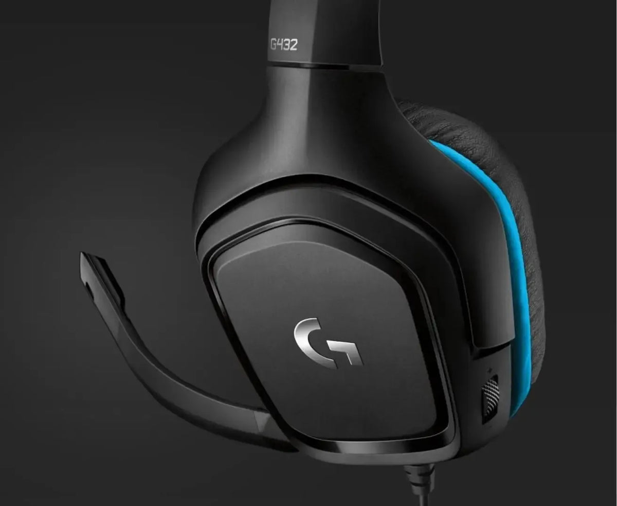„Logitech G432“ 981-000770 laidinės žaidimų ausinės su mikrofonu, 7.1 erdviniu garsu, USB, juodos ir mėlynos