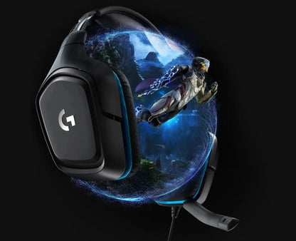 „Logitech G432“ 981-000770 laidinės žaidimų ausinės su mikrofonu, 7.1 erdviniu garsu, USB, juodos ir mėlynos