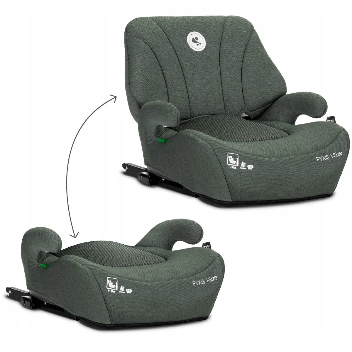 Lorelli Pyxis i-Size 125-150 cm automobilinė kėdutė su ISOFIX jungtimi, 2-in-1 paaukštinta kėdutė