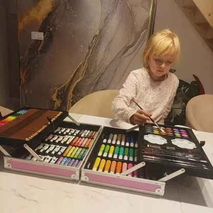 „Maaleo 22768“ piešimo ir tapymo rinkinys vaikams, 144 dalių, rožinis lagaminėlis
