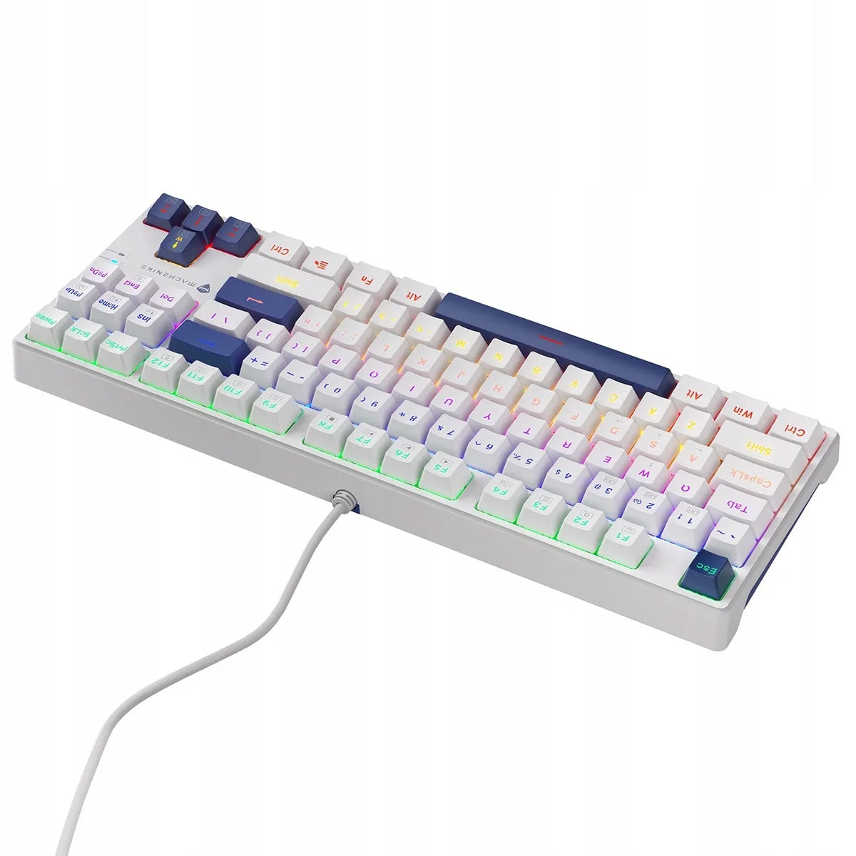Machenike K500B-B87 mechaninė žaidimų klaviatūra su „Red Switch“ jungikliais, RGB apšvietimu, balta