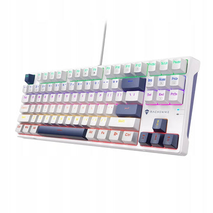 Machenike K500B-B87 mechaninė žaidimų klaviatūra su „Red Switch“ jungikliais, RGB apšvietimu, balta