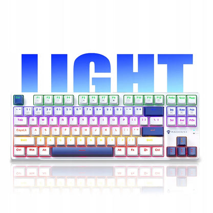 Machenike K500B-B87 mechaninė žaidimų klaviatūra su „Red Switch“ jungikliais, RGB apšvietimu, balta