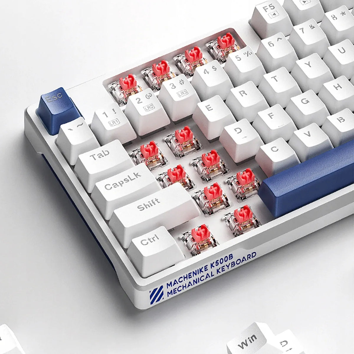 Machenike K500B-B87 mechaninė žaidimų klaviatūra su „Red Switch“ jungikliais, RGB apšvietimu, balta