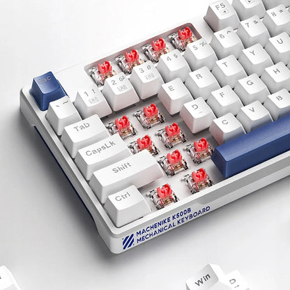 Machenike K500B-B87 mechaninė žaidimų klaviatūra su „Red Switch“ jungikliais, RGB apšvietimu, balta