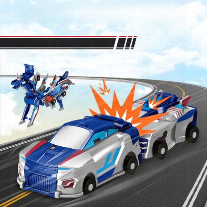 Magnetinis žaislas automobilis-dinozauras 2 viename su stipriais magnetais, mėlynas
