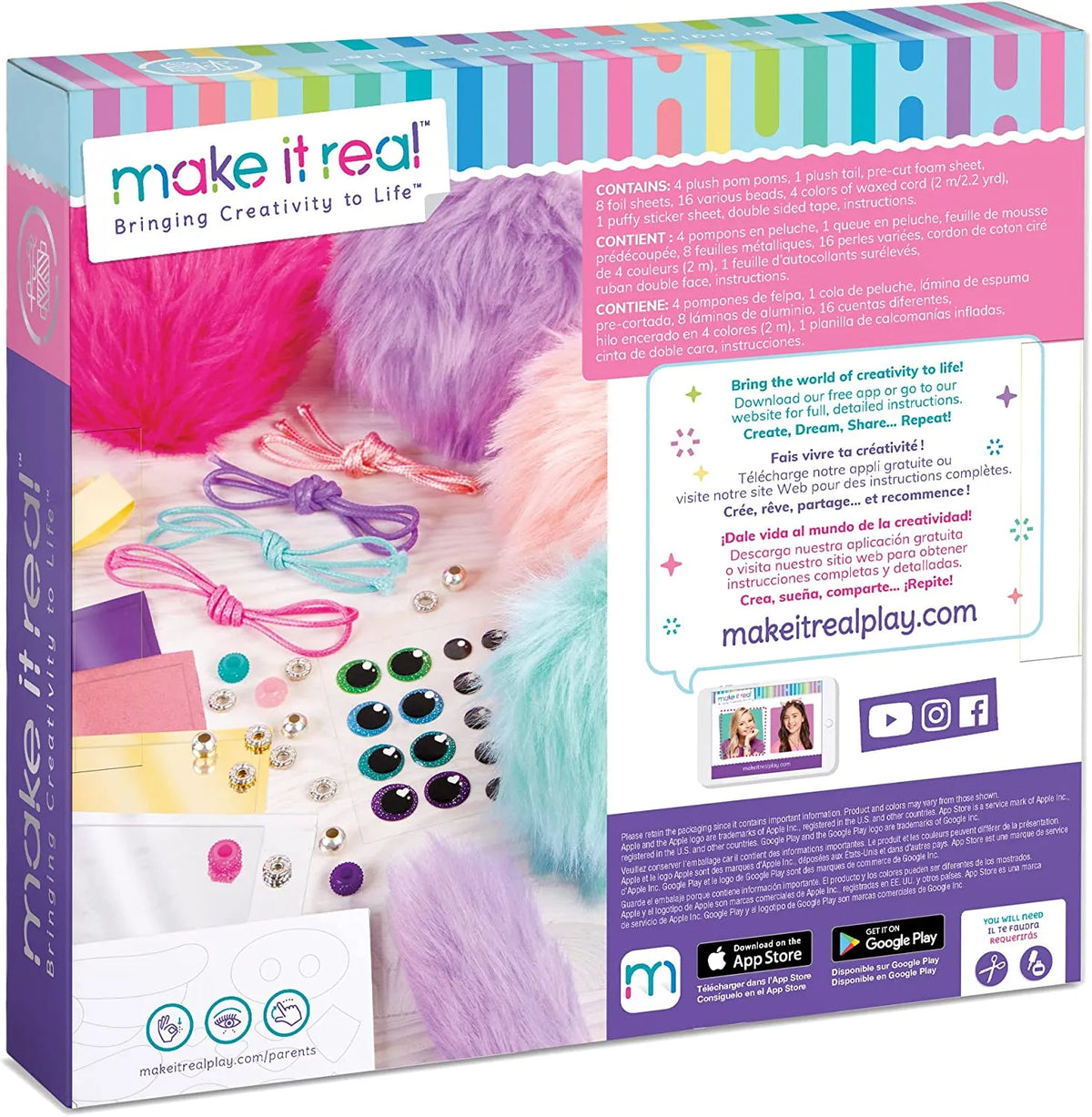 Make It Real pūkuotų kačiukų pomponų ir pakabukų gamybos rinkinys, XL