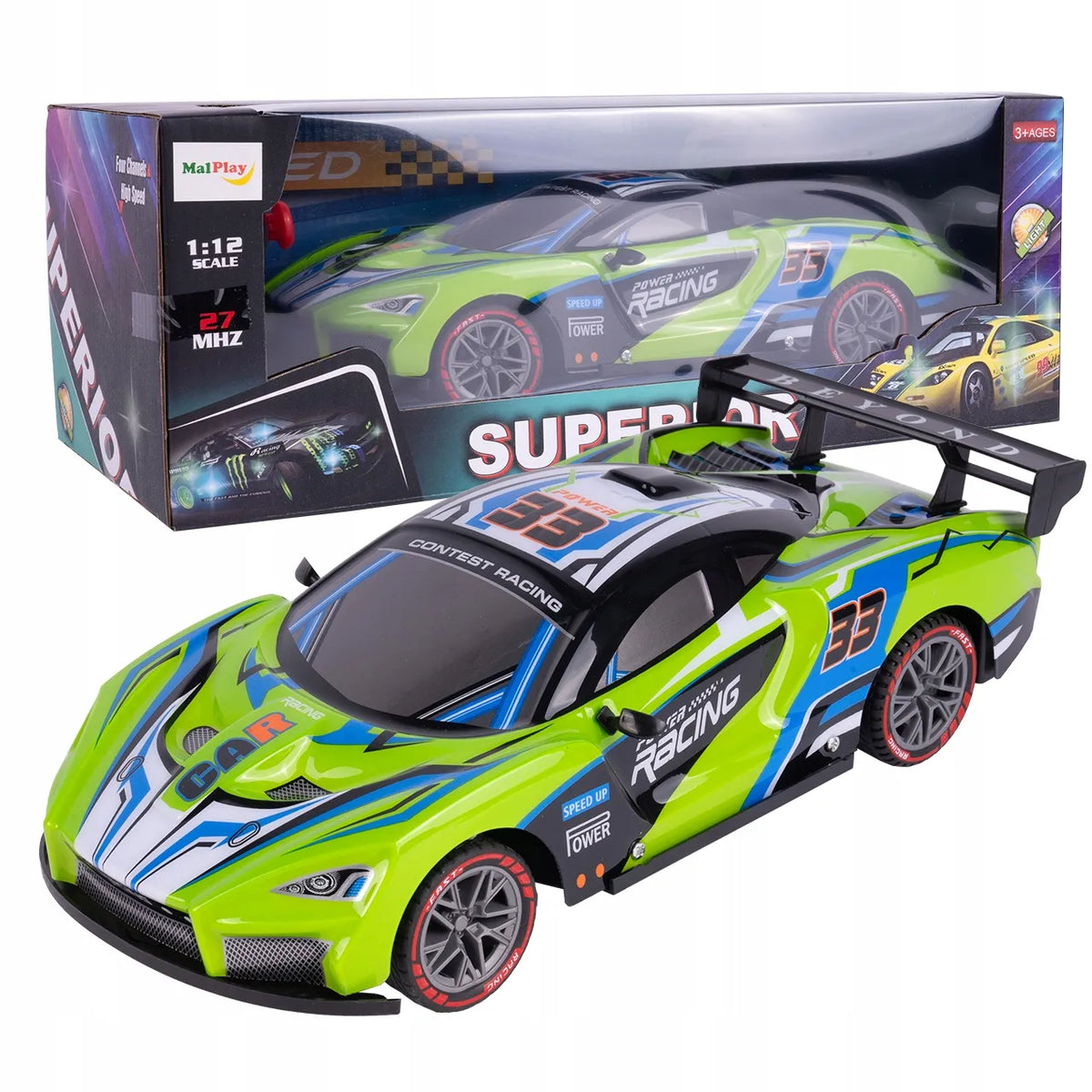 „MalPlay“ nuotoliniu būdu valdomas RC automobilis 1:12 su LED apšvietimu