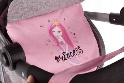MalPlay „Princess“ sulankstomas vežimėlis lėlėms 2 viename su rankine