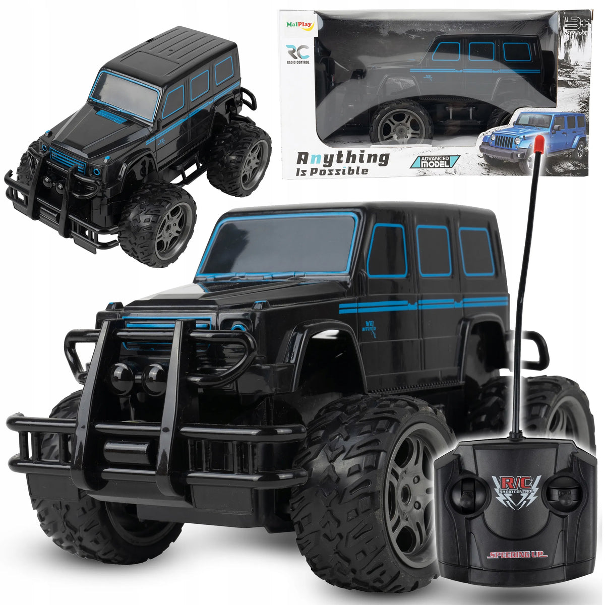 MalPlay RC SWAT visureigis su nuotolinio valdymo pulteliu ir USB įkrovimu