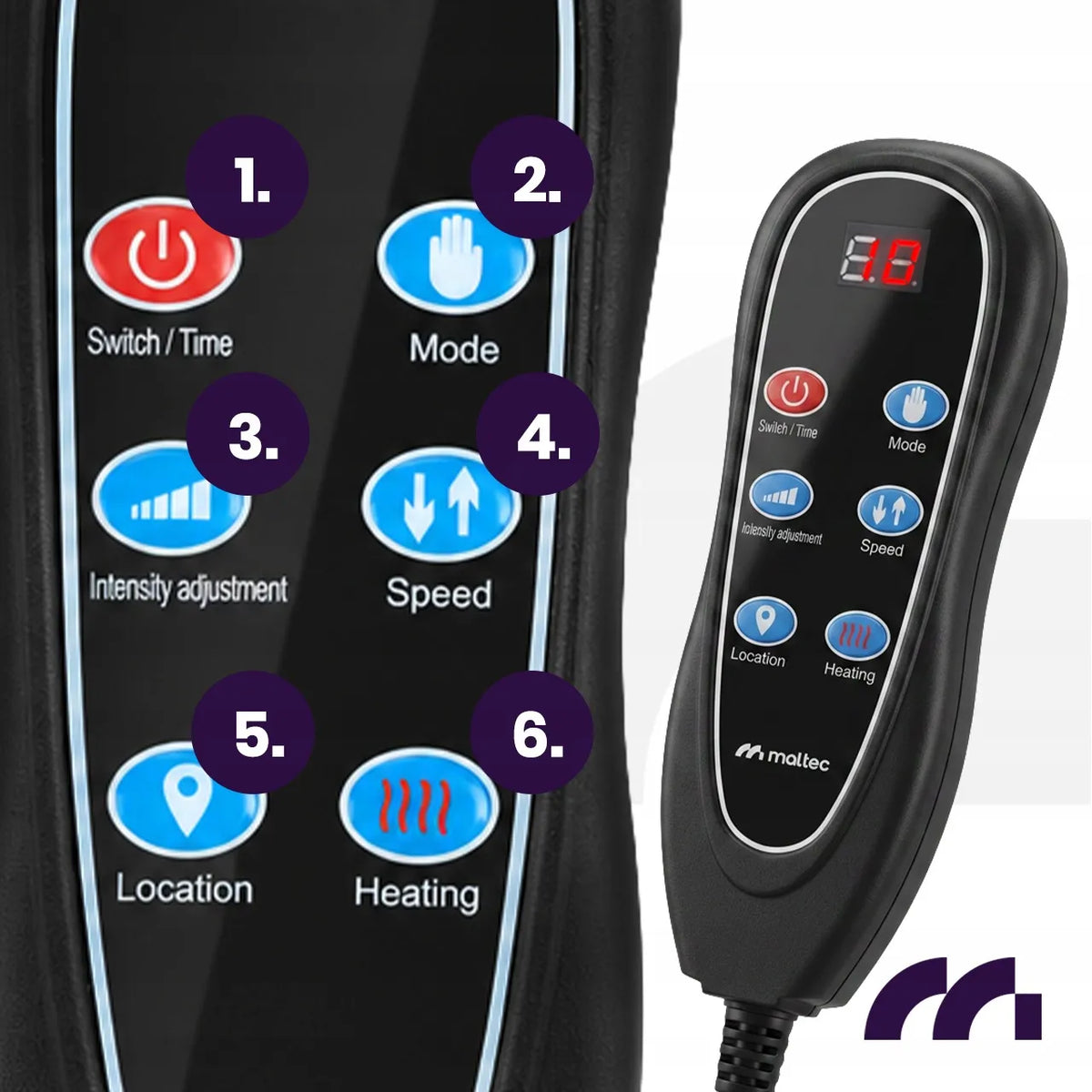 MalTec SeatVibe Lux vibruojantis masažo kilimėlis su šildymo funkcija, 113 × 48 cm