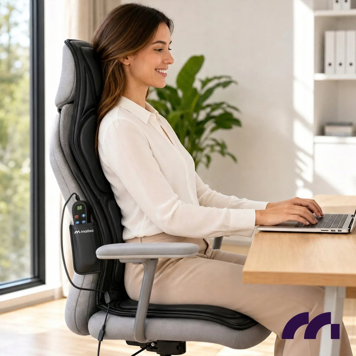 MalTec SeatVibe Lux vibruojantis masažo kilimėlis su šildymo funkcija, 113 × 48 cm
