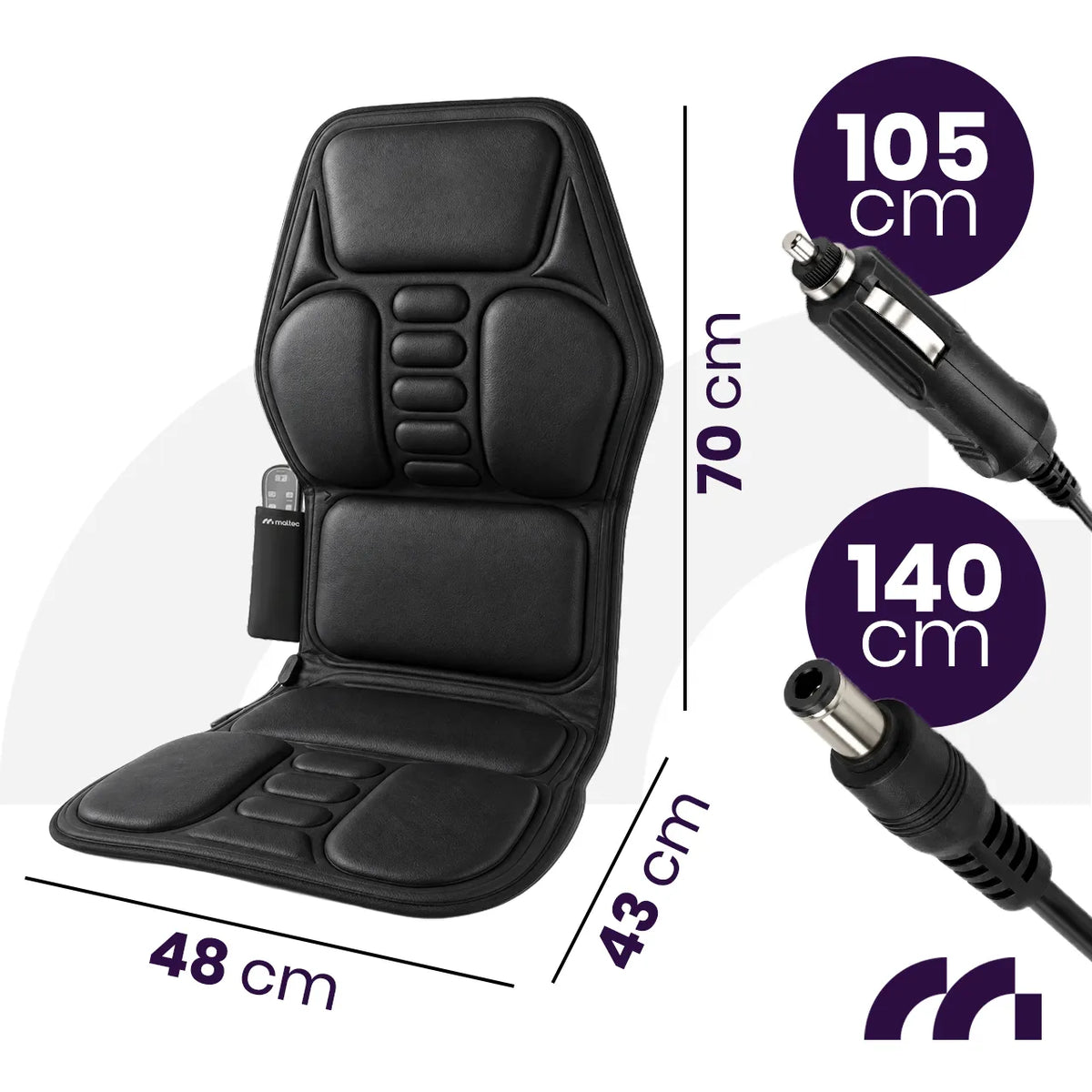 MalTec SeatVibe Lux vibruojantis masažo kilimėlis su šildymo funkcija, 113 × 48 cm