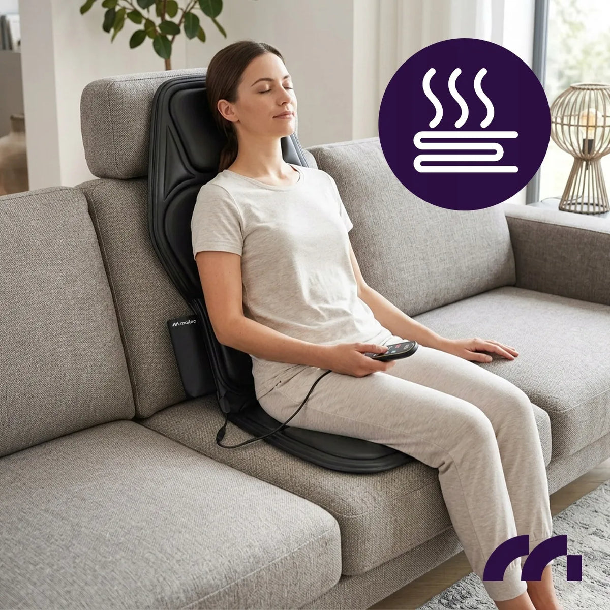 MalTec SeatVibe Lux vibruojantis masažo kilimėlis su šildymo funkcija, 113 × 48 cm