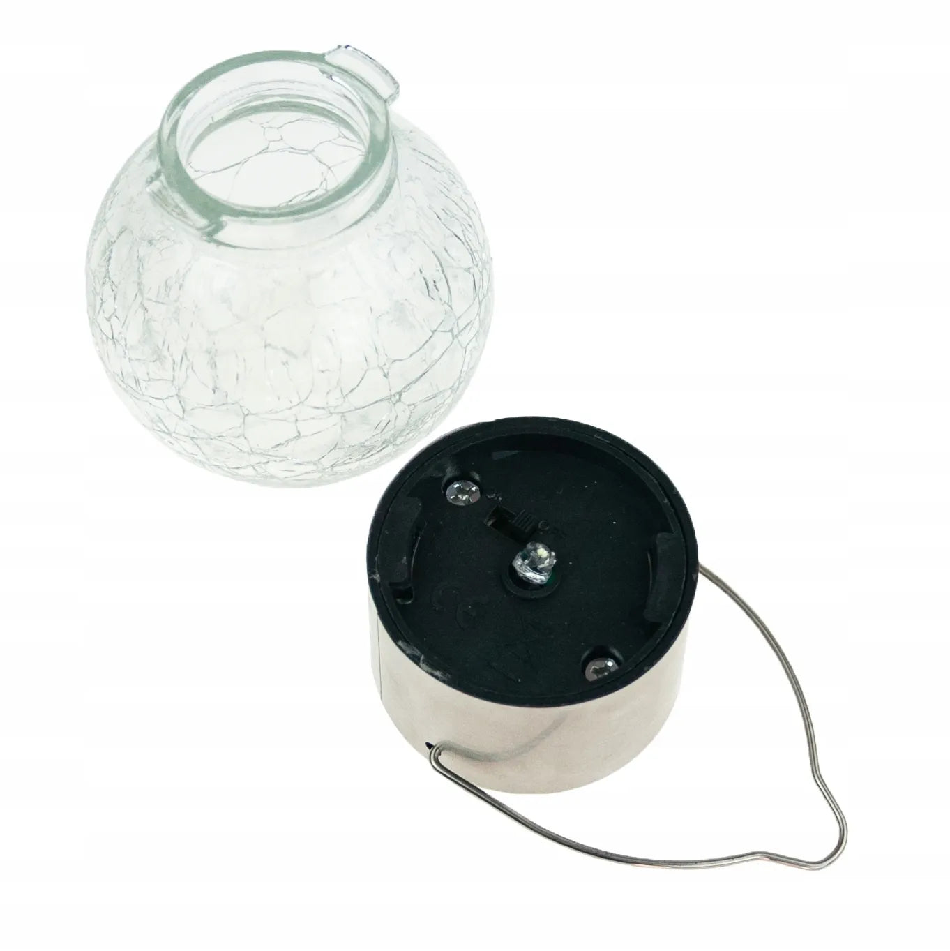 Martom TG60452 stiklinis dekoratyvinis pakabinamas saulės LED sodo šviestuvas-rutulys su kabliuku