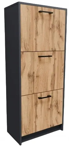 Matkam 3S batų spintelė, grafitas-wotano ąžuolas, batų lentyna koridoriui