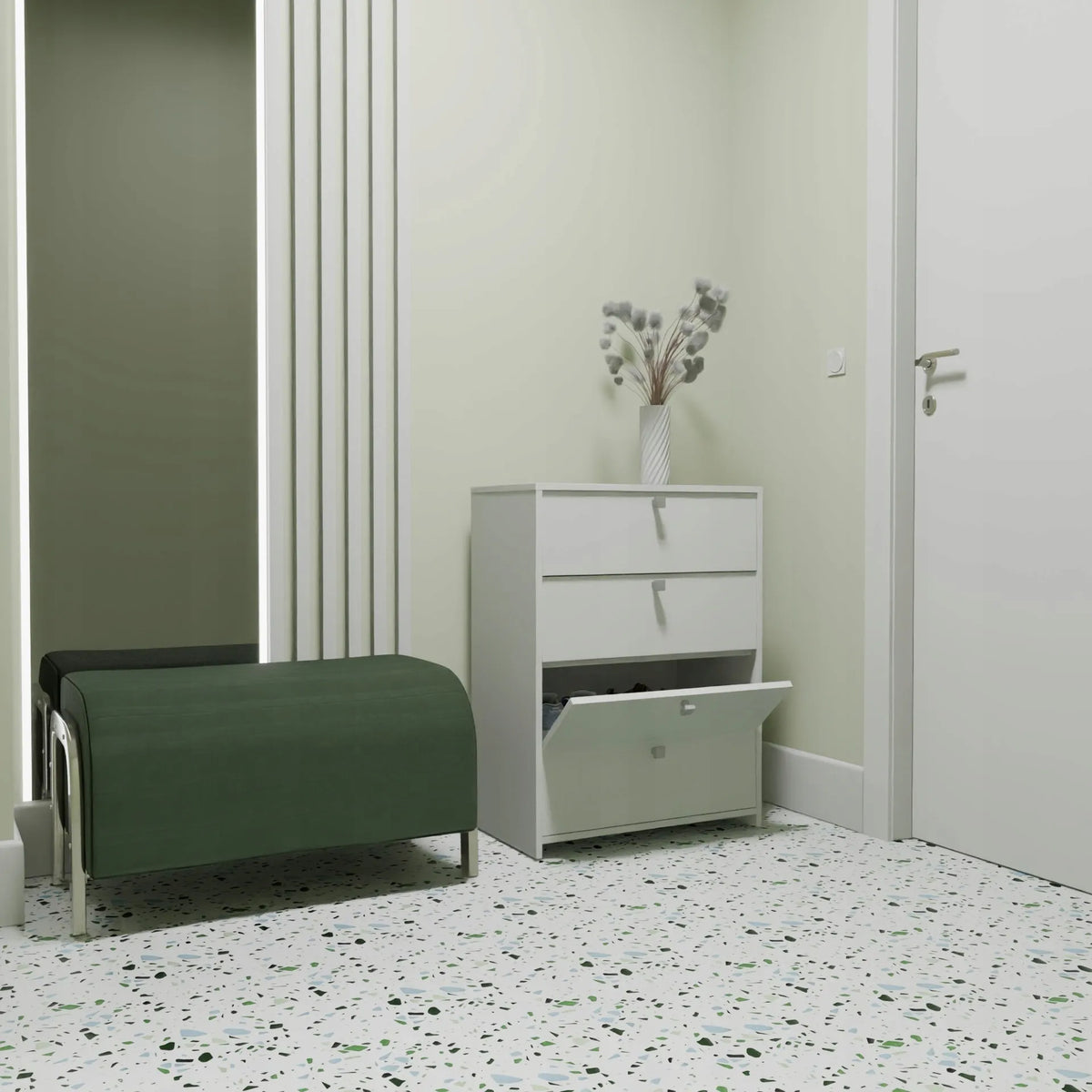 Matkam RUB460 batų spintelė, balta, kompaktiška ir talpi