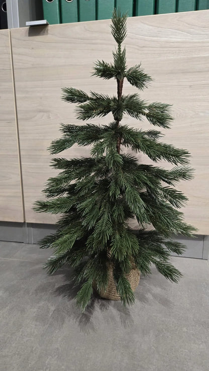 Maža dirbtinė eglutė LIMBA MINI, 60 cm, 100 % PE 3D, vazone su džiuto dekoru