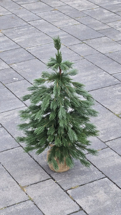 Maža dirbtinė eglutė LIMBA MINI, 60 cm, 100 % PE 3D, vazone su džiuto dekoru