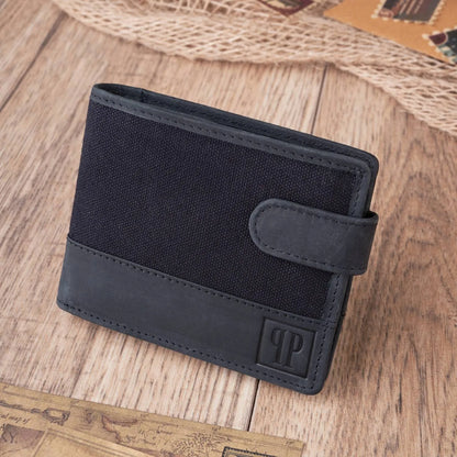 Mažas vyriškas vintažinio stiliaus juodas piniginė su atvartu, apsaugota RFID technologija, PAOLO PERUZZI