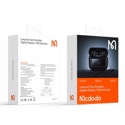„Mcdodo Dynamic“ belaidės įkišamosios „Bluetooth“ ausinės su mikrofonu, įkrovimo dėklu ir dirželiu