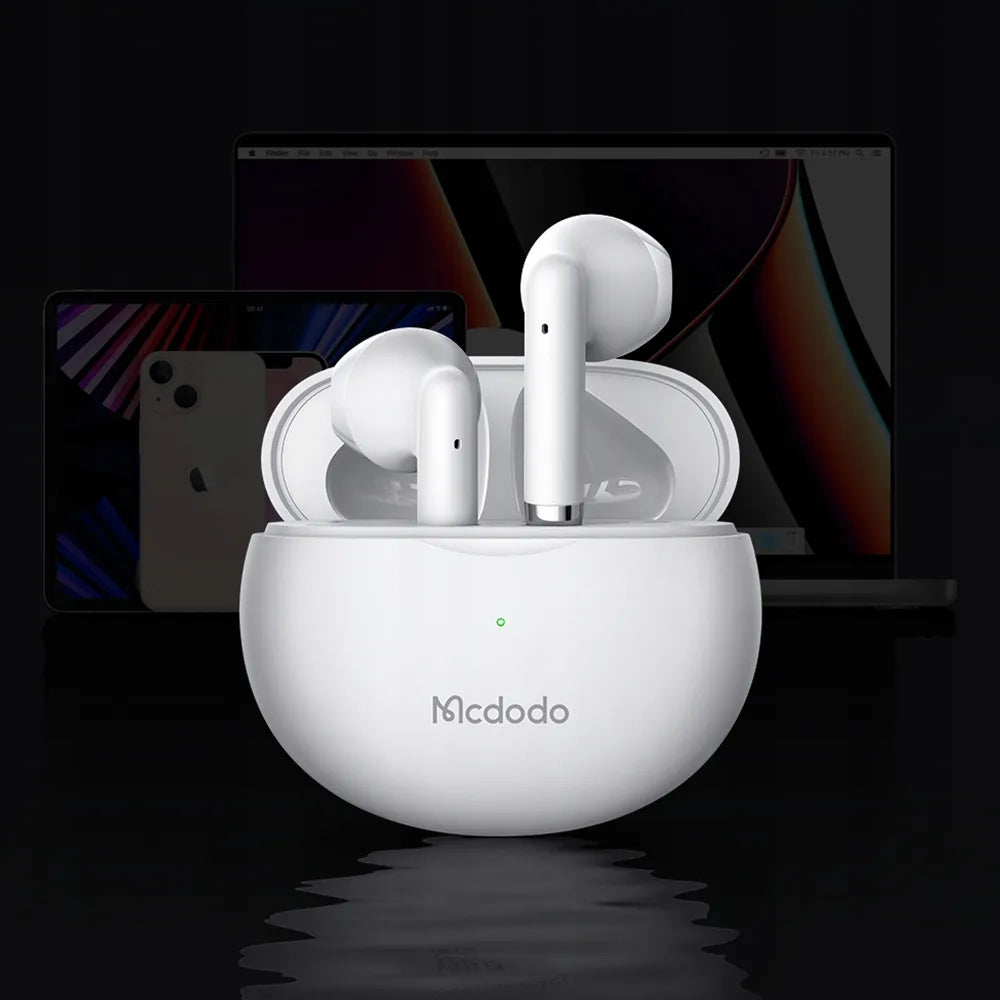 „Mcdodo Earbuds Lite“ belaidės į ausis įstatomos ausinės, „Bluetooth 5.3“, su mikrofonu, baltos