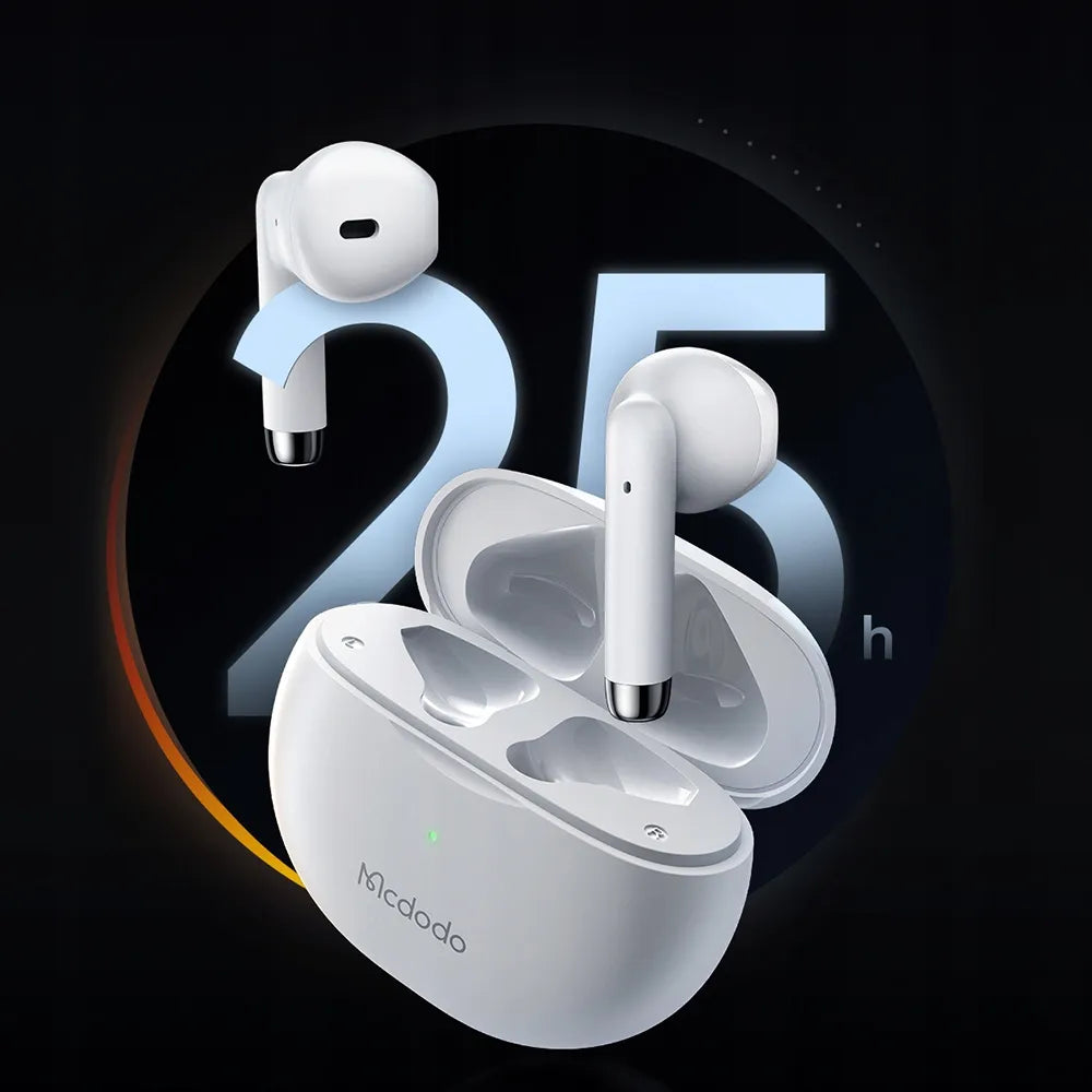 „Mcdodo Earbuds Lite“ belaidės į ausis įstatomos ausinės, „Bluetooth 5.3“, su mikrofonu, baltos