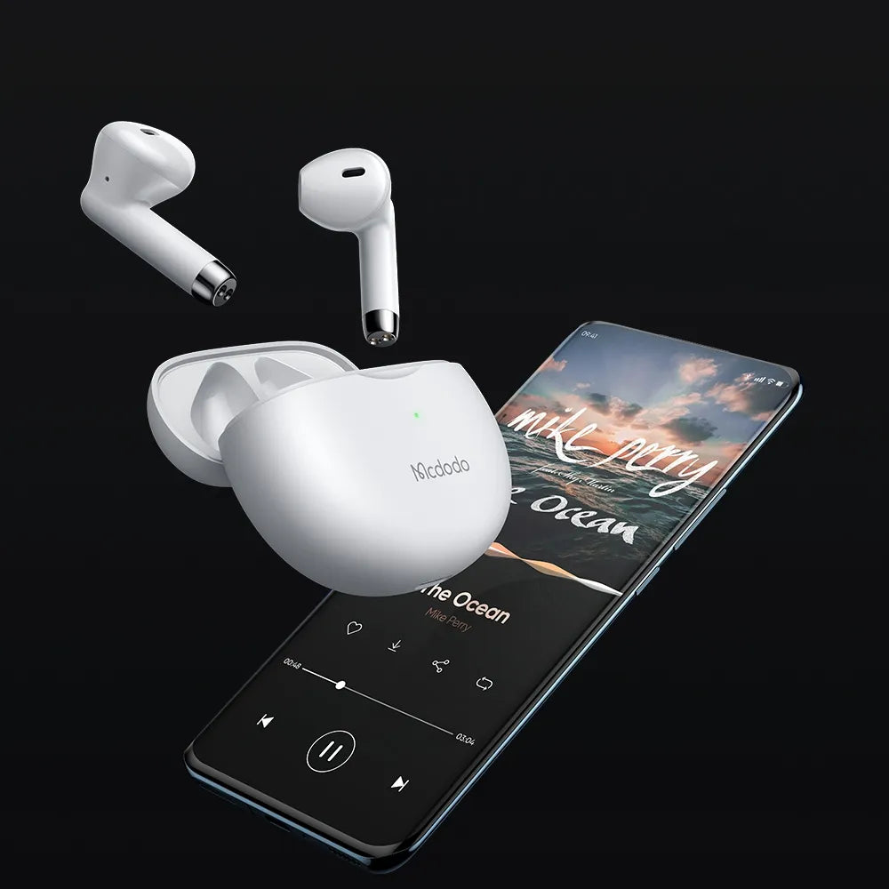 „Mcdodo Earbuds Lite“ belaidės į ausis įstatomos ausinės, „Bluetooth 5.3“, su mikrofonu, baltos