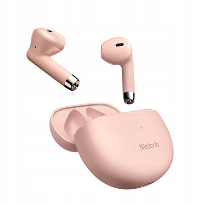 Mcdodo Earbuds Lite HP-8032 belaidės rožinės ausinės su mikrofonu ir įkrovimo dėklu