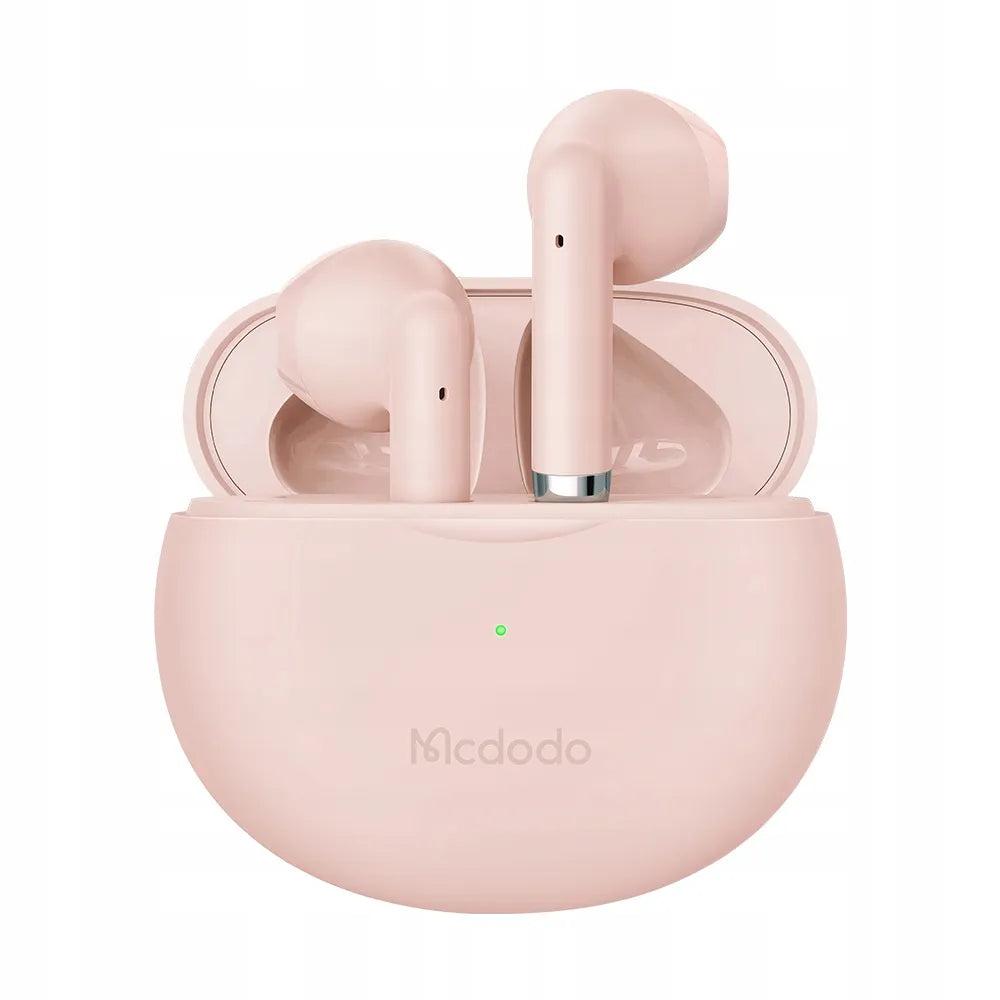Mcdodo Earbuds Lite HP-8032 belaidės rožinės ausinės su mikrofonu ir įkrovimo dėklu