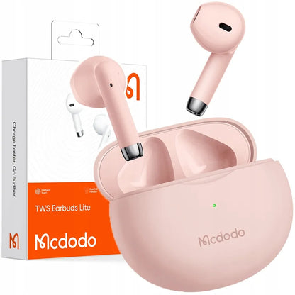 Mcdodo Earbuds Lite HP-8032 belaidės rožinės ausinės su mikrofonu ir įkrovimo dėklu