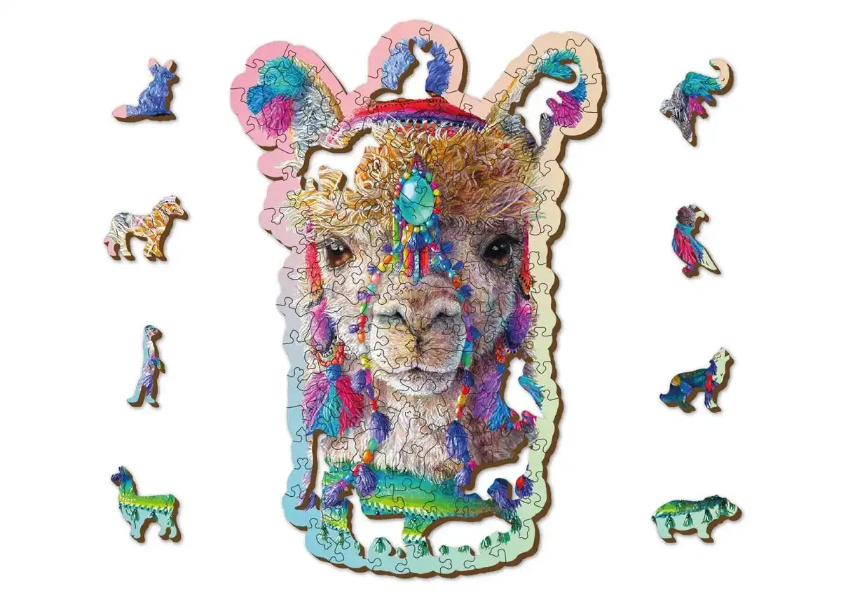 Medinė dėlionė 130 detalių Alpaca Wooden.City