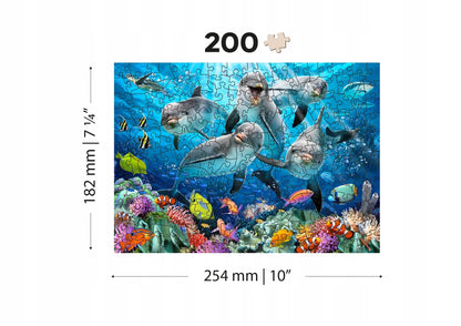 Medinė dėlionė „Delfinai“ 200 detalių
