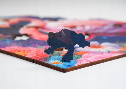 Medinė dėlionė „Flamingas“, 155 detalių, „PUZZLED“ eko-HDF, išskirtinės formos