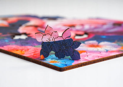 Medinė dėlionė „Flamingas“, 155 detalių, „PUZZLED“ eko-HDF, išskirtinės formos