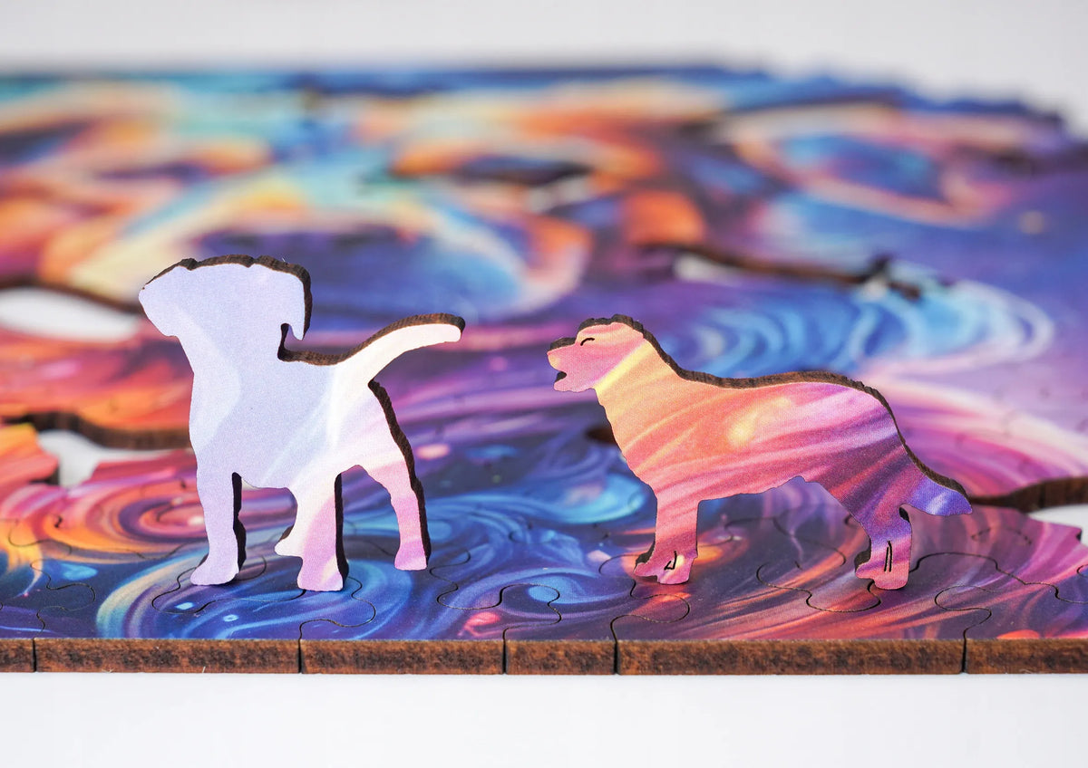 Medinė dėlionė „Šuo“, 150 detalių, „Puzzled“ eko-HDF, unikalios formos