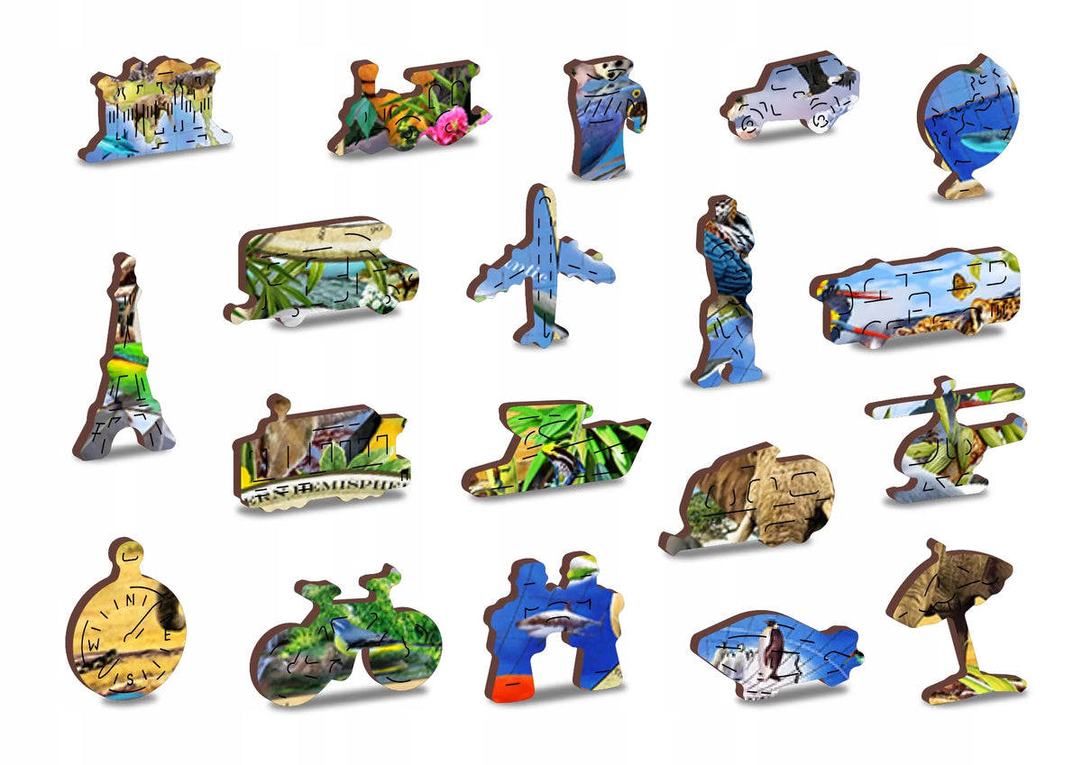 Medinė dėlionė WoodenCity 1010 detalių Pasaulio gyvūnai