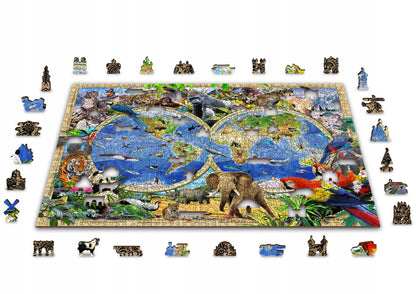 Medinė dėlionė WoodenCity 1010 detalių Pasaulio gyvūnai