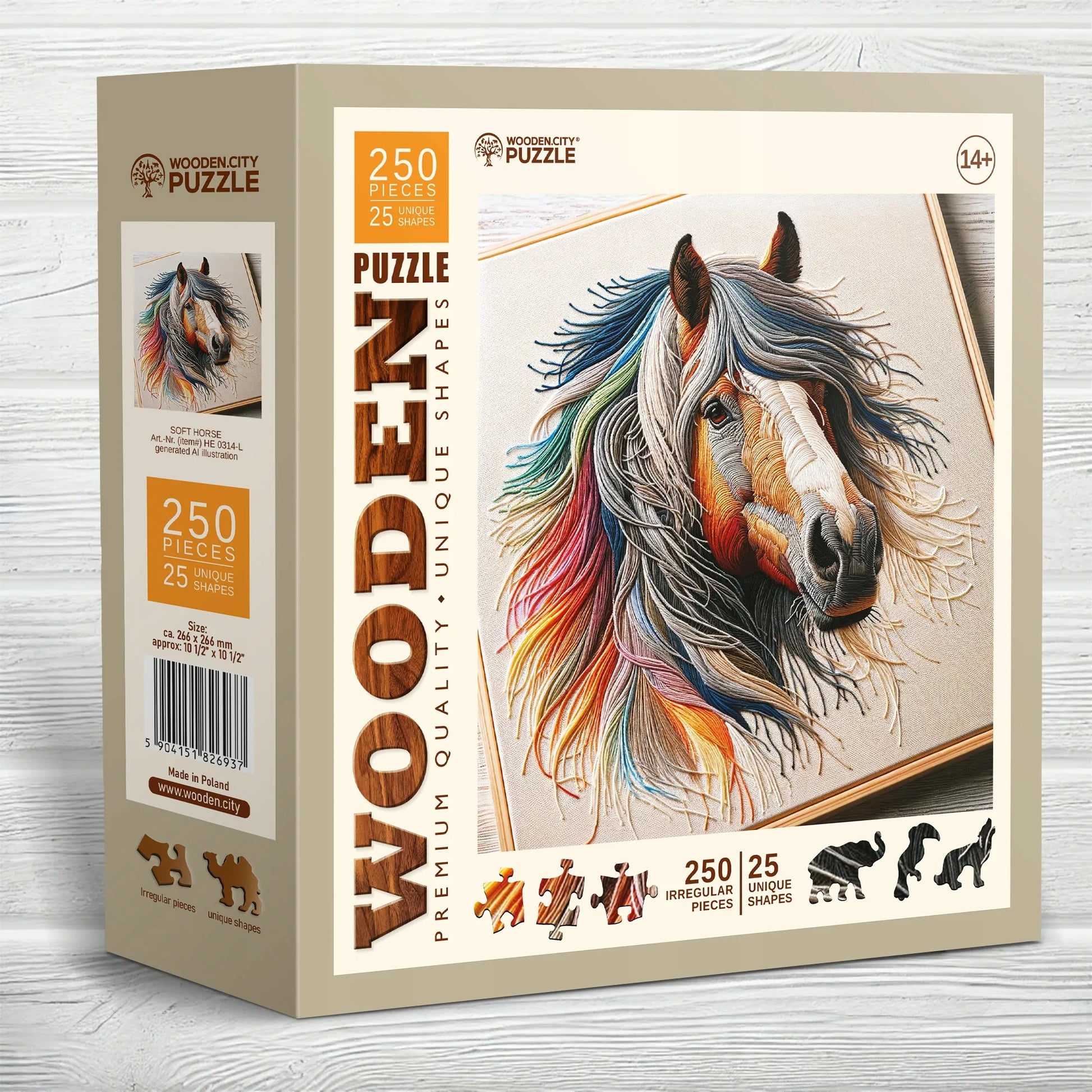 Medinė dėlionė Wooden.City, 250 detalių, Minkštas arklys