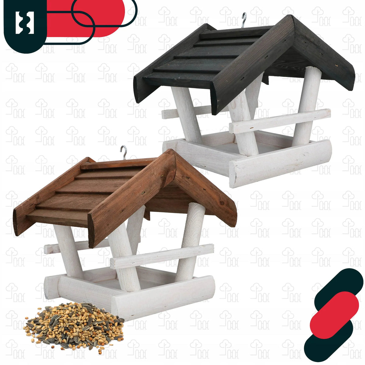 Medinė paukščių lesykla pakabinama namelis + 0,5 kg lesalo