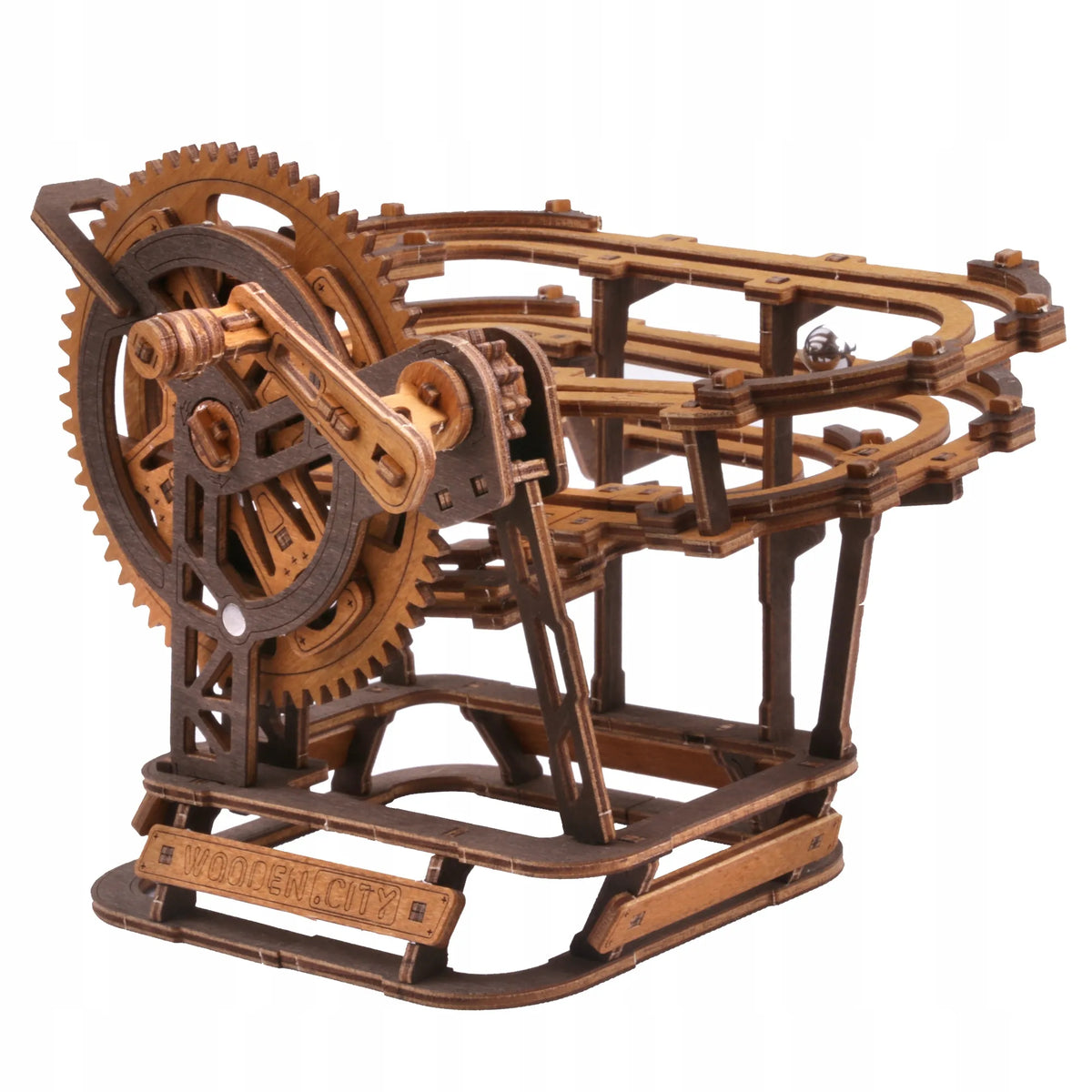 Medinis mechaninis rutuliukų takas 3D galvosūkis Marble Run Wooden.City