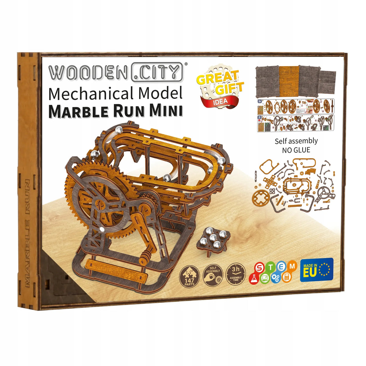 Medinis mechaninis rutuliukų takas 3D galvosūkis Marble Run Wooden.City