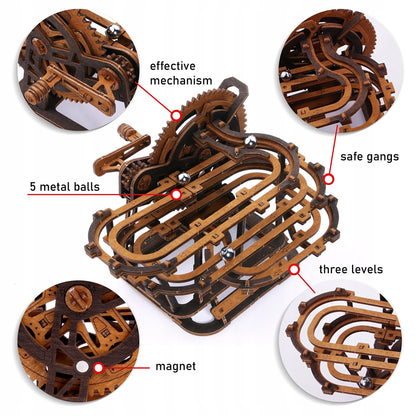 Medinis mechaninis rutuliukų takas 3D galvosūkis Marble Run Wooden.City