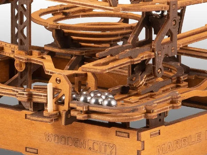 Medinis mechaninis rutuliukų takas „Marble Run“, 3D, WOODEN.CITY