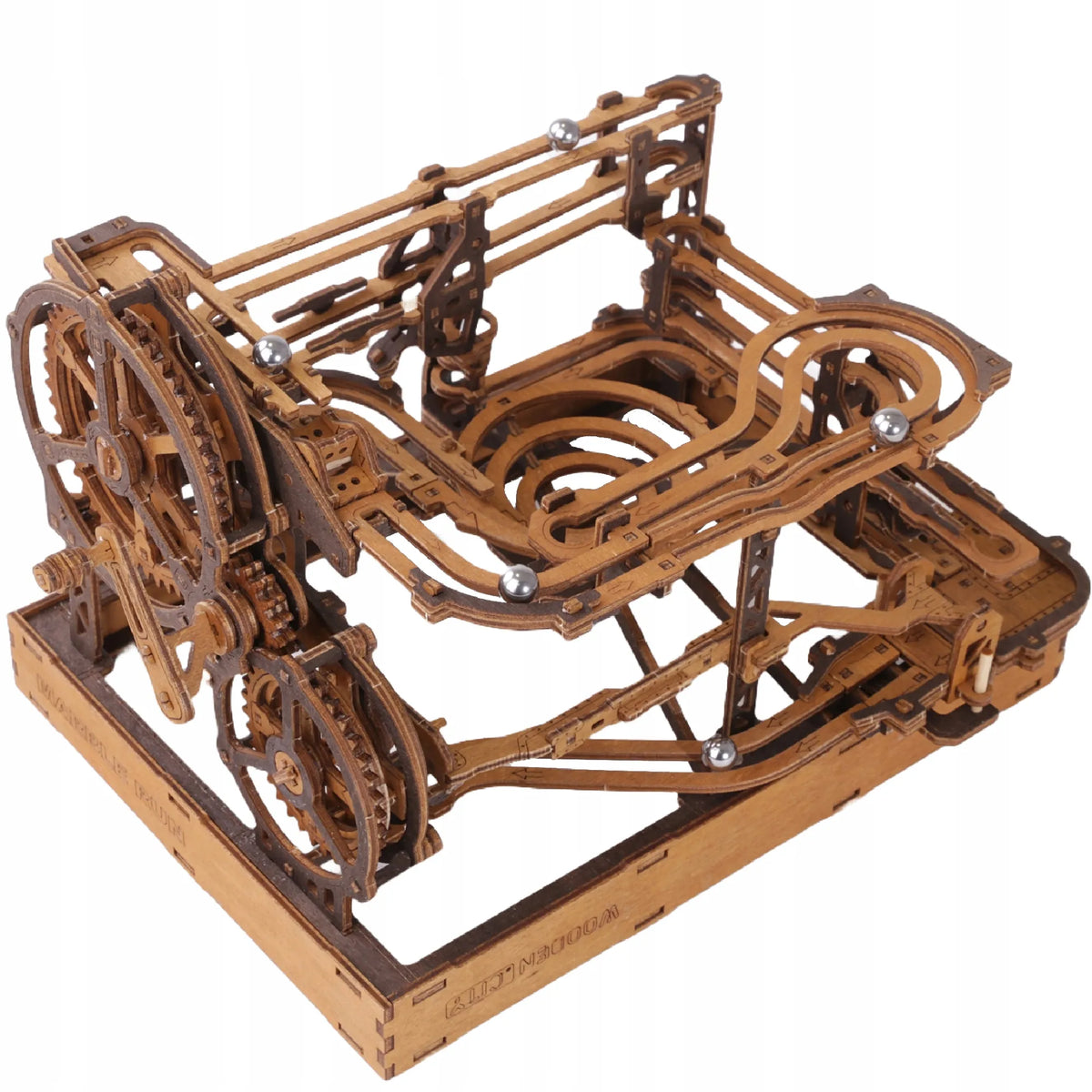 Medinis mechaninis rutuliukų takas „Marble Run“, 3D, WOODEN.CITY