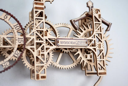 Medinis steampunk stiliaus sieninis laikrodis Wooden.City, 3D dėlionė