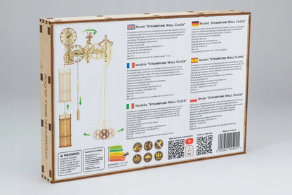 Medinis steampunk stiliaus sieninis laikrodis Wooden.City, 3D dėlionė