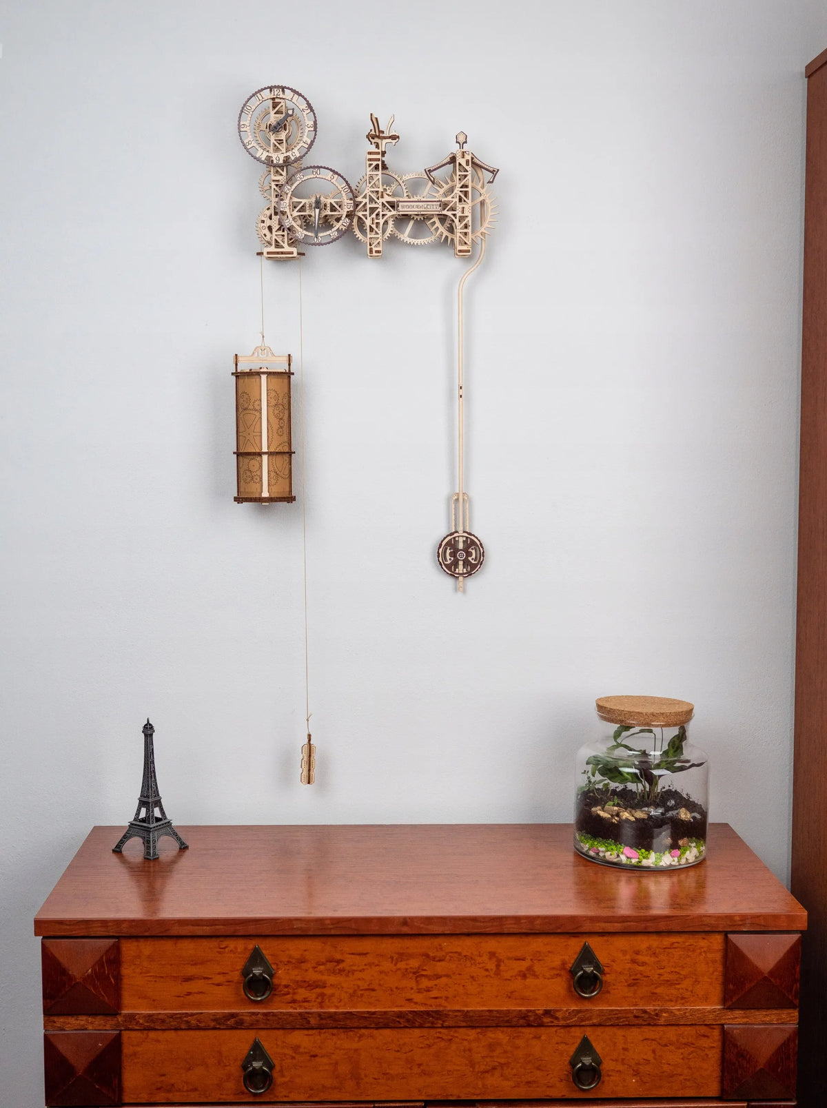 Medinis steampunk stiliaus sieninis laikrodis Wooden.City, 3D dėlionė