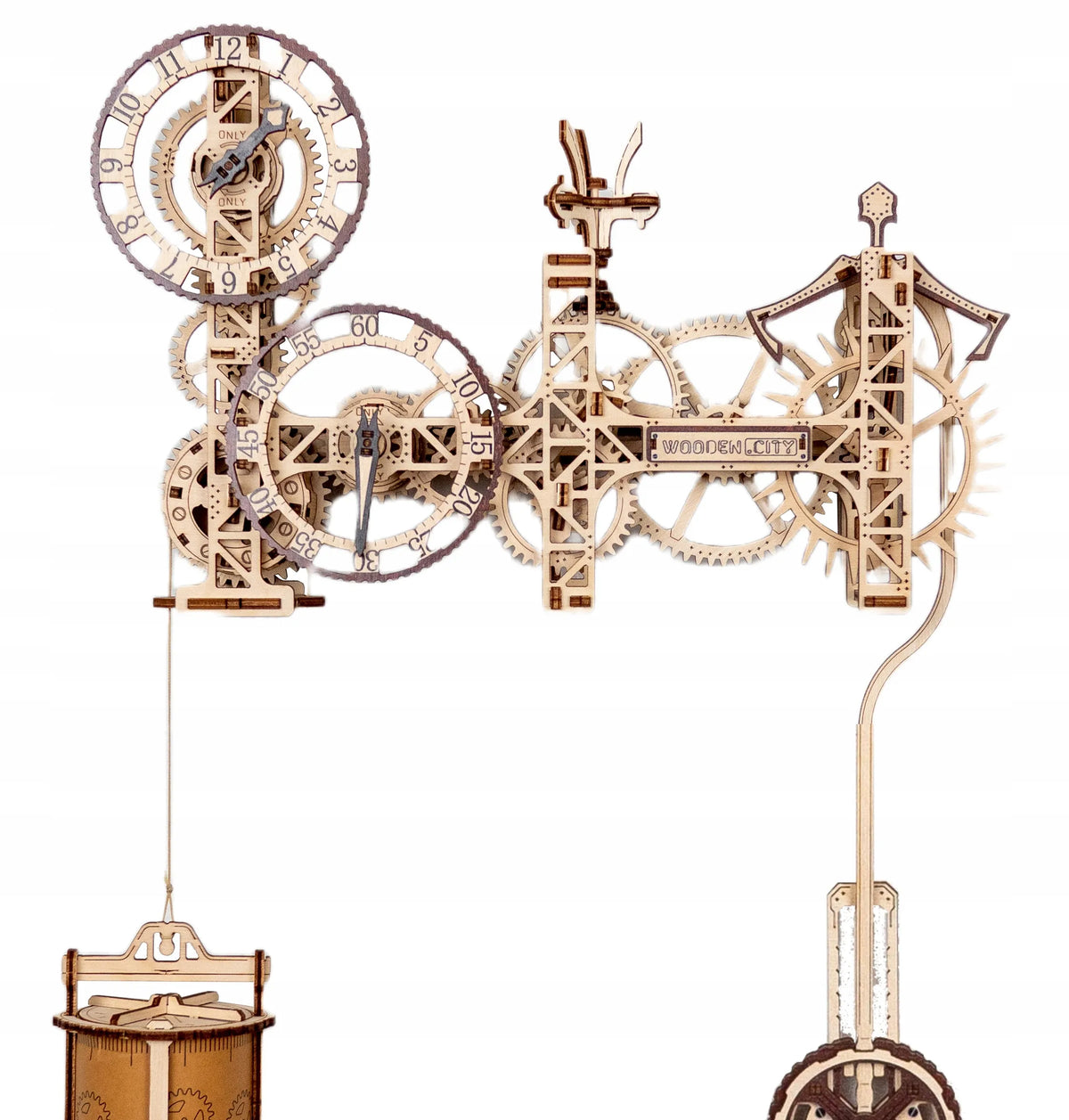 Medinis steampunk stiliaus sieninis laikrodis Wooden.City, 3D dėlionė