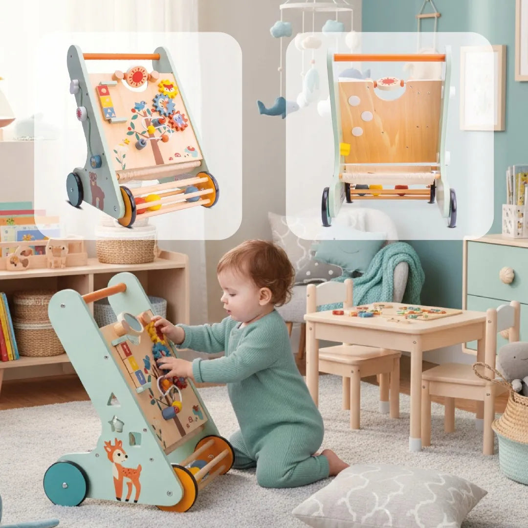 Medinis „Sun Baby“ stumdukas vaikui XXL su rūšiuokliu ir veiklos lenta